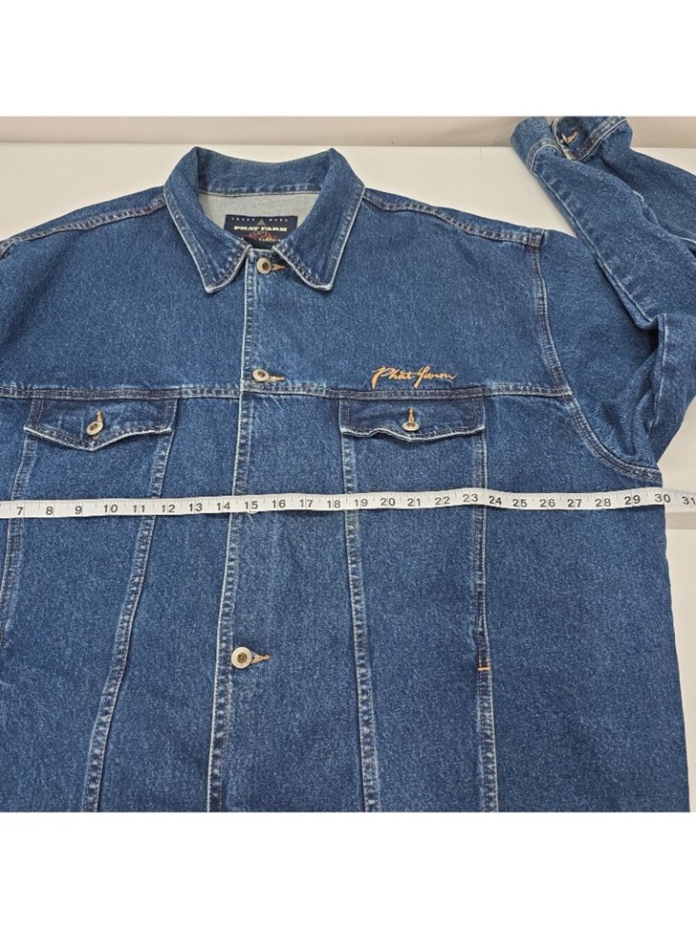 VTG Phat Farm Blue Denim Jacket Mens XXXL Hip Hop Streetwear Bull Embroidery Y2K - Picture 13 of 14